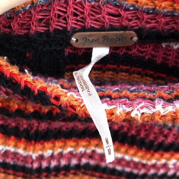 Free People knit red orange zig zag boho dress M - Picture 5 of 7